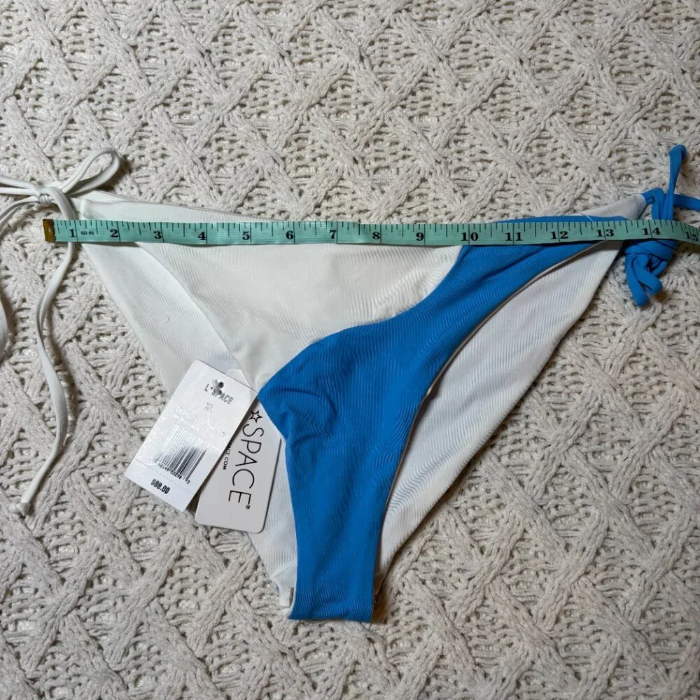 NWT L*Space Dani Classic Bikini‎ Bottom Blue & White Colorblock – Women’s XL